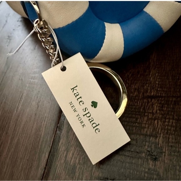 Kate Spade ♠️ Splash Poolside Leather Float Key Ring Chain Coin Purse, Blue NWT - Picture 2 of 5